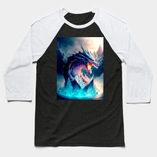 Dragon In A Ice Volcano Baseball T-Shirt